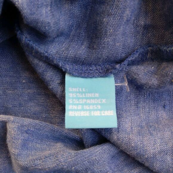 J.McLaughlin Brynn 3/4 Sleeve Shirt Henley Blue Linen Blend Women's Size Small - Picture 7 of 12